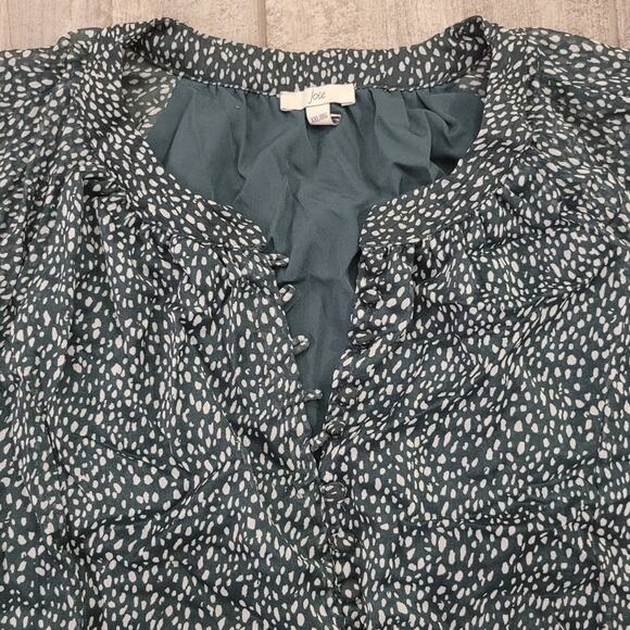 Joie Dress Women Size XXL Arctic Animal Leopard Print Balloon Sleeve Sheer Green - Picture 10 of 15